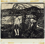 Artist: PRESTON, Margaret | Title: Casting the net | Date: 1957 | Technique: woodcut, printed in black ink, from one block | Copyright: © Margaret Preston. Licensed by VISCOPY, Australia