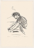Artist: AMOR, Rick | Title: Neil rolling up. | Date: 1992 | Technique: lithograph, printed in black ink, from one stone