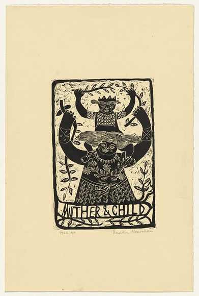 Artist: HANRAHAN, Barbara | Title: Mother and child [2]. | Date: 1964 | Technique: linocut, printed in black ink, from one block