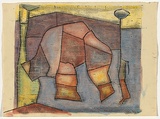 Artist: Hirschfeld Mack, Ludwig. | Title: Prehistoric [recto]; (Study for 'Prehistoric') [verso] | Date: 1963 | Technique: transfer print; watercolour addition (recto)