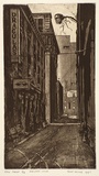 Artist: IRVING, Tony | Title: Drewery Lane | Date: 1990 | Technique: etching and aquatint, printed in black/brown ink, from one plate