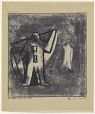Artist: Cant, James. | Title: Adam, Eve and Cain. | Date: 1948 | Technique: cliche-verre, printed in blue pigment, from one hand-drawn glass plate