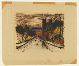 Artist: LAWRENCE, George | Title: Cathedral | Date: 1950s | Technique: monotype, printed in colour, from one plate