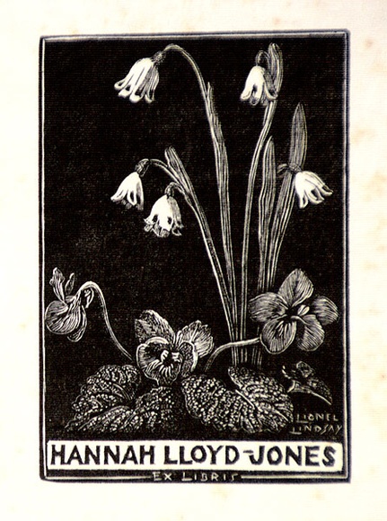 Artist: LINDSAY, Lionel | Title: Book plate: Hannah Lloyd-Jones | Date: 1942 | Technique: wood-engraving, printed in black ink, from one block | Copyright: Courtesy of the National Library of Australia