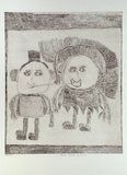 Artist: THOMAS, Peter | Title: not titled [two figures within frame] | Date: 2000, February | Technique: etching, printed in black ink, from one plate