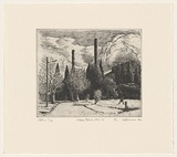 Artist: AMOR, Rick | Title: Near the mill | Date: 2001, July | Technique: etching, printed in black ink, from one plate | Copyright: Image reproduced courtesy the artist and Niagara Galleries, Melbourne
