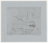 Artist: WILLIAMS, Fred | Title: Burning tree stump, path and trees | Date: 1965 | Technique: etching and drypoint, printed in black ink, from one copper plate | Copyright: © Fred Williams Estate