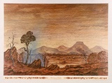 Artist: Mansell, Byram. | Title: Aboriginal smoke, Central Australia | Date: c.1946 | Technique: photographic lithograph, printed in colour, from process plates
