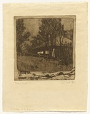 Artist: TRAILL, Jessie | Title: Possum time: Harfra at night. | Date: 1921 | Technique: softground-etching with foul-biting, printed in brown ink with plate-tone and wiped highlights, from one plate