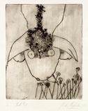 Artist: Shepherdson, Gordon. | Title: The second plate (The bull plate). 1 | Date: 1977 | Technique: drypoint, printed as monotype, from one plate