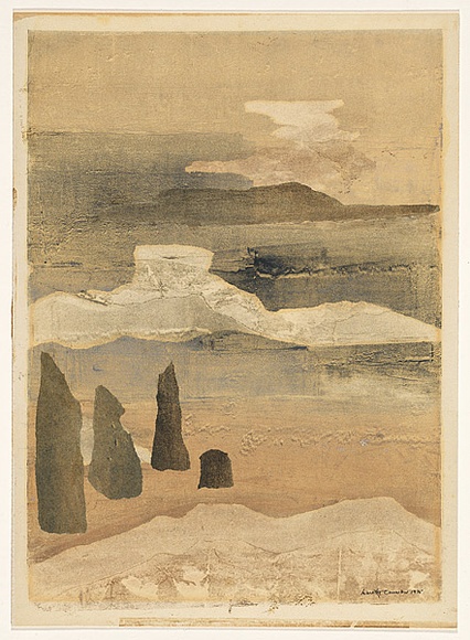 Artist: Cameron, Dorothy. | Title: not titled [landscape] | Date: 1975 | Technique: monoprint with collage