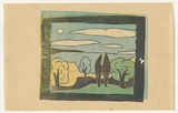 Artist: Watson, Percy. | Title: (Landscape) | Date: 1953 | Technique: linocut, printed in colour, from multiple blocks