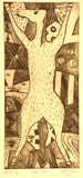 Artist: White, Nigel. | Title: Cup time | Date: 1991 | Technique: drypoint, printed in sepia ink, from one plate