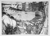 Artist: Rooney, Elizabeth. | Title: (Sydney Opera House) | Date: 1983 | Technique: etching, printed in black ink with plate-tone, from one  plate