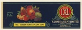 Artist: UNKNOWN | Title: Label: IXL green gage plum jam | Date: c.1920 | Technique: lithograph, printed in colour, from multiple stones [or plates]