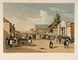 Artist: Angas, George French. | Title: Adelaide, Hindley St. | Date: 1846-47 | Technique: lithograph, printed in colour, from multiple stones; varnish highlights by brush