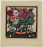 Artist: PRESTON, Margaret | Title: Fuchsia | Date: 1928 | Technique: woodcut, printed in black ink, from one block; hand-coloured | Copyright: © Margaret Preston. Licensed by VISCOPY, Australia