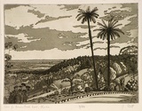 Artist: Flett, James. | Title: View from Perrins Creek Road, Olinda. | Date: (1932) | Technique: etching and aquatint, printed in green ink, from one plate