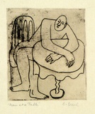 Artist: Brash, Barbara. | Title: Man at a table. | Date: c.1953 | Technique: etching, aquatint printed with plate-tone in brown ink