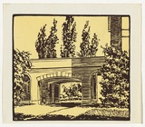 Artist: Mills, Frank. | Title: (University arch) | Date: c.1946 | Technique: linocut, printed in colour, from mutliple blocks