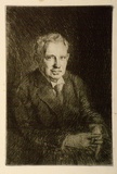 Artist: Bull, Norma C. | Title: (Portrait of a man). | Date: c.1934 | Technique: etching and aquatint, printed in black ink, from one plate