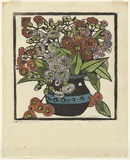 Artist: PRESTON, Margaret | Title: Gum blossoms | Date: 1928 | Technique: woodcut, printed in black ink, from one block; hand-coloured | Copyright: © Margaret Preston. Licensed by VISCOPY, Australia