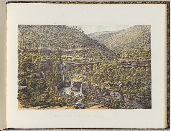 Artist: von Guérard, Eugene | Title: Moroka River Falls, foot of Mount Kent, Gippsland | Date: (1866-68) | Technique: lithograph, printed in colour, from multiple stones [or plates]