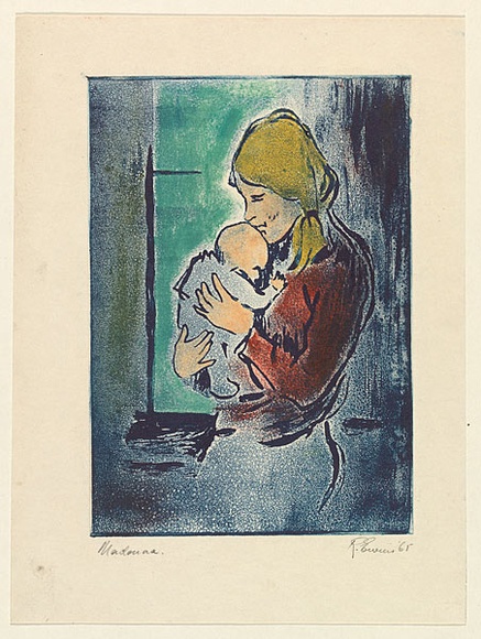 Artist: EWINS, Rod | Title: Madonna. | Date: 1965 | Technique: relief-etching, printed in black ink, from one magnesium plate