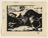 Artist: WILLIAMS, Fred | Title: Landscape, Kent [1st version] | Date: c.1954 | Technique: linocut, printed in black ink, from one block | Copyright: © Fred Williams Estate