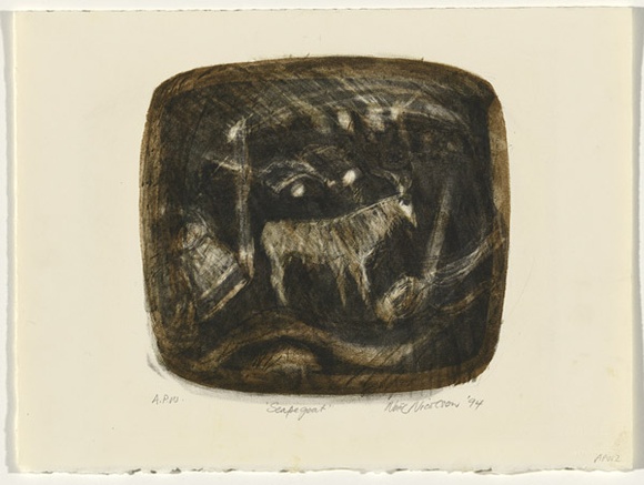 Artist: NICOLSON, Noel | Title: Scapegoat | Date: 1994 | Technique: lithograph, printed in black and brown ink, from two stones
