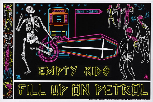 Artist: REDBACK GRAPHIX | Title: Empty kids. | Date: 1987 | Technique: screenprint, printed in colour, from four stencils | Copyright: © Marie McMahon. Licensed by VISCOPY, Australia