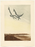 Artist: GRIFFITH, Pamela | Title: Gulls Over Bondi Beach | Date: 1987 | Technique: hardground-etching, aquatint and burnishing, printed in colour, from one zinc plate | Copyright: © Pamela Griffith