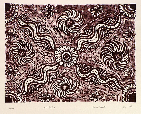 Artist: Carroll, Alison. | Title: Liru | Date: 1996, February | Technique: lithograph, printed in purple ink, from one stone [or plate]