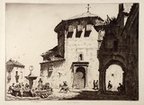 Artist: LINDSAY, Lionel | Title: Convent of Santa Eufemia, Antequera | Date: 1928 | Technique: drypoint, printed in brown ink with plate-tone, from one plate | Copyright: Courtesy of the National Library of Australia