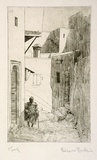 Artist: Hawkins, Weaver. | Title: Moorish street, Tangiers. | Date: 1922 | Technique: drypoint, printed in black ink, from one plate | Copyright: The Estate of H.F Weaver Hawkins
