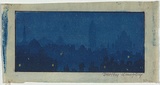 Artist: Lungley, Dorothy. | Title: not titled (Nocturne). | Date: c.1933 | Technique: woodcut, printed in colour, from multiple blocks