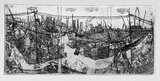 Artist: Rooney, Elizabeth. | Title: (Darling Harbour)? | Date: 1987 | Technique: etching and aquatint, printed in black ink with plate-tone, from one zinc plate