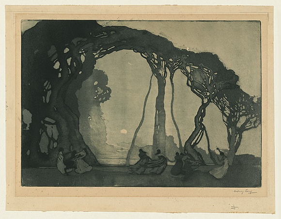 Artist: LONG, Sydney | Title: Fantasy | Date: 1919 | Technique: aquatint and drypoint, printed in green ink with plate-tone, from one copper plate | Copyright: Reproduced with the kind permission of the Ophthalmic Research Institute of Australia Artist: LONG, Sydney | Title: Fantasy | Date: 1919 | Technique: aquatint and drypoint, printed in green ink with plate-tone, from one copper plate | Copyright: Reproduced with the kind permission of the Ophthalmic Research Institute of Australia