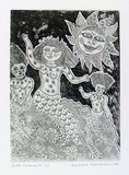 Artist: HANRAHAN, Barbara | Title: Little mermaids | Date: 1991 | Technique: drypoint and etching, printed in black, with plate-tone from one plate