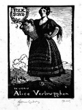 Artist: LINDSAY, Lionel | Title: Book plate: Alice Verbrugghen | Date: 1920 | Technique: wood-engraving, printed in black ink, from one block | Copyright: Courtesy of the National Library of Australia
