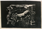Artist: ROSENGRAVE, Harry | Title: (Europa and the bull) | Date: (1954) | Technique: linocut, printed in black ink, from one block