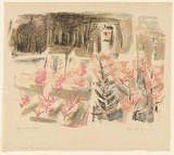 Artist: MACQUEEN, Mary | Title: Orchard landscape | Date: 1962 | Technique: lithograph, printed in colour, from multiple plates | Copyright: Courtesy Paulette Calhoun, for the estate of Mary Macqueen