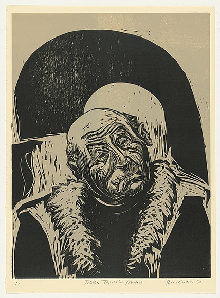 Artist: AMOR, Rick | Title: Feliks Topolski / artist. | Date: 1990 | Technique: woodcut, printed in black and grey ink, from two blocks