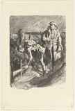 Artist: Dyson, Will. | Title: Searching for German booby traps near Ligny-Thilloy. | Date: 1918 | Technique: lithograph, printed in black ink, from one stone