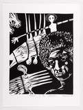 Artist: Eglitis, Anna. | Title: Keepers of the secrets. | Date: 1988 | Technique: linocut, printed in black ink, from one block