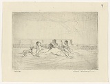 Artist: WILLIAMS, Fred | Title: Picture framers picnic | Date: 1954-66 | Technique: drypoint, etching, printed in black ink, from one zinc plate | Copyright: © Fred Williams Estate