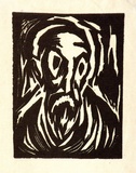 Artist: Barwell, Geoff. | Title: (Sancho Panza). | Date: (1955) | Technique: linocut, printed in black ink, from one block