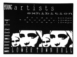 Artist: MERD INTERNATIONAL | Title: Poster: Young artists' exhibition | Date: 1984 | Technique: screenprint, printed in colour, from multiple stencils