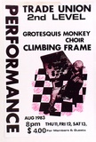 Artist: MERD INTERNATIONAL | Title: Poster: Grotesquis monkey choir climbing frame - Performance | Date: 1983 | Technique: screenprint