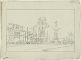 Artist: Jack, Kenneth. | Title: Charing Cross, Bendigo | Date: 1954 | Technique: lithograph, printed in black ink, from one zinc plate | Copyright: © Kenneth Jack. Licensed by VISCOPY, Australia